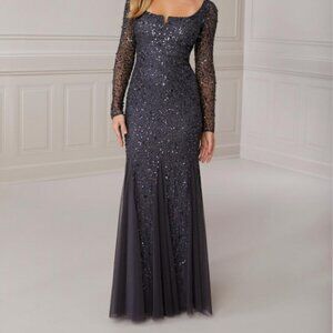 ADRIANNA PAPPEL PLATINUM 40420 MOTHER DRESS FORMAL SZ. 10- GUNMETAL-  2024